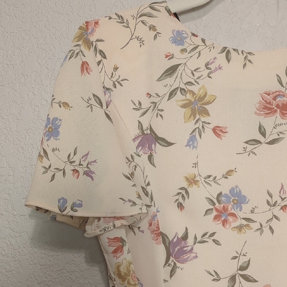 Randi May Collection vintage '90s cream floral short sleeve mini dress 📸 📏 - Picture 3 of 9